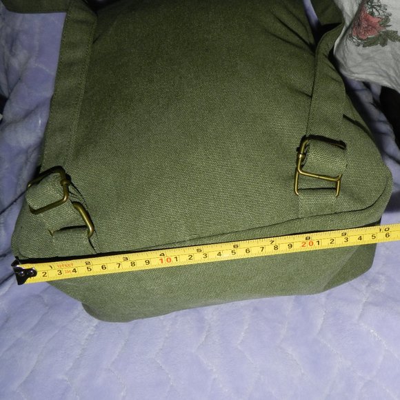 Aeropostale 18" Logo Canvas Backpack Olive Green Orange Leather NEW/NWT - Picture 9 of 15